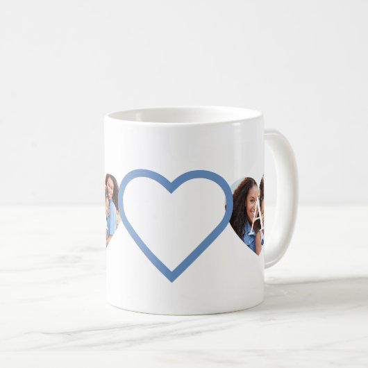 Liefde Papa Grootvader Blauw Hart Foto's Collage Koffiemok (Voorkant rechts)