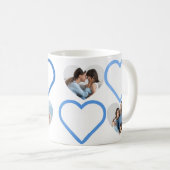 Liefde Papa Grootvader Blauw Hart Foto's Collage Koffiemok (Voorkant rechts)
