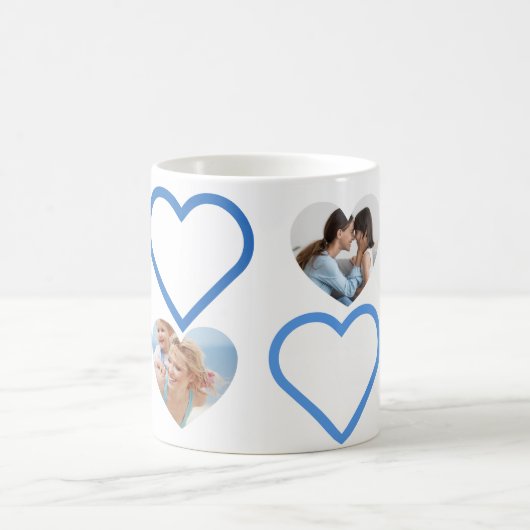 Liefde Papa Grootvader Blauw Hart Foto's Collage Koffiemok (Center)