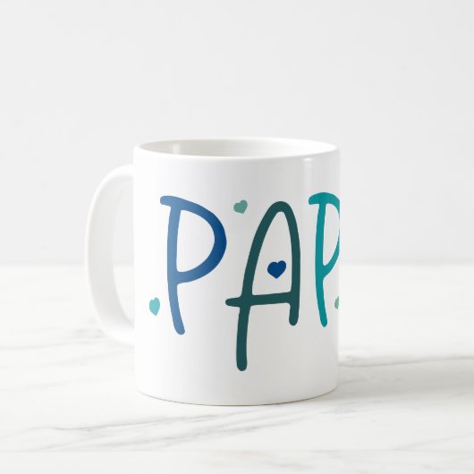 Liefde Papa grootvader typografische harten Koffiemok (Voorkant links)