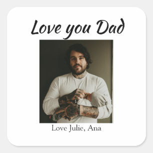 liefde papa vaderdag foto naam eenvoudig vierkante sticker