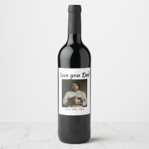 liefde papa vaderdag foto naam eenvoudig wijn etiket