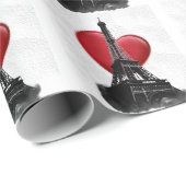 Liefde Parijs Rode Hart Eiffeltoren Cadeaupapier (Rol Hoek)