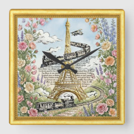 Liefde Paris Klok, Eiffeltoren, Franse Kunst Vierkante Klok