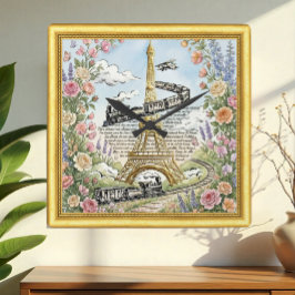 Liefde Paris Klok, Eiffeltoren, Franse Kunst Vierkante Klok