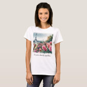 Liefde Paris Roze Rozen Bloem T-Shirt (Voorkant volledig)