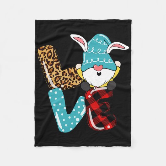 Liefde Pasen Kabouter Luipaard Geruit Liefde Pasen Fleece Deken (Voorkant)