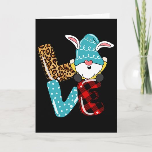 Liefde Pasen Kabouter Luipaard Geruit Liefde Pasen Kaart (Voorkant)