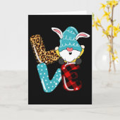 Liefde Pasen Kabouter Luipaard Geruit Liefde Pasen Kaart (Gele Bloem)