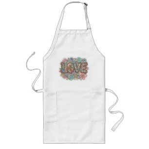 Liefde Pastel Bloemige Retro Typografie Lang Schort