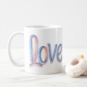 Liefde Pastel Scribble Slogan Koffiemok