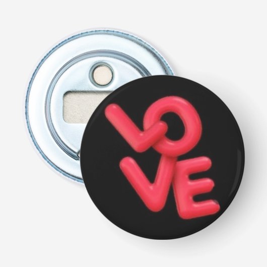 Liefde 💕 patch — Valentijn speldje knop Button Flesopener (Voorkant)