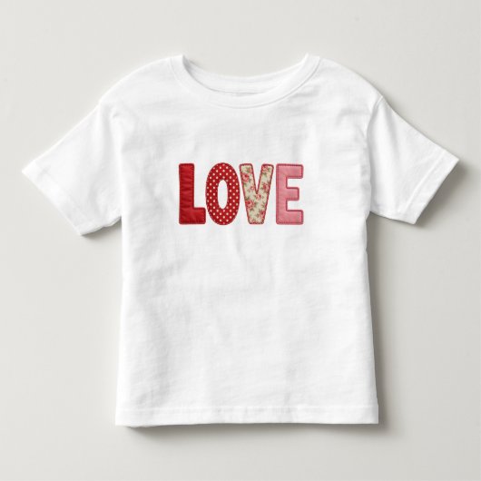 Liefde Patchwork Gequiltede PNG Textiel Naai Ontwe Kinder Shirts (Voorkant)