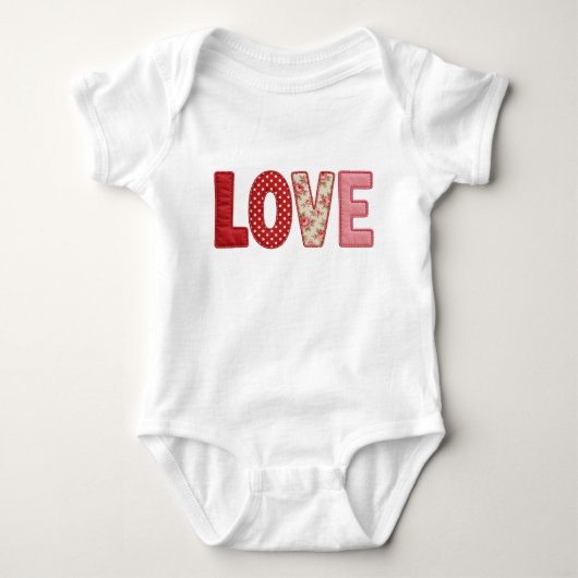 Liefde Patchwork Gequiltede PNG Textiel Naai Ontwe Romper (Voorkant)