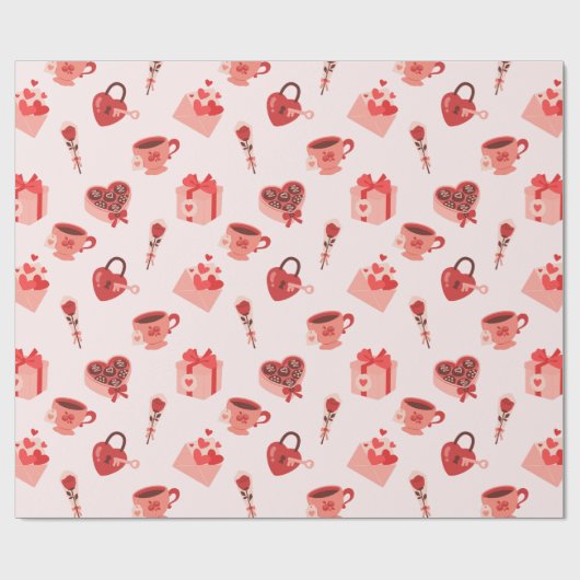 Liefde patroon illustratie cadeaupapier (Vlak)
