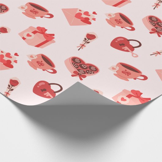 Liefde patroon illustratie cadeaupapier (Hoek)