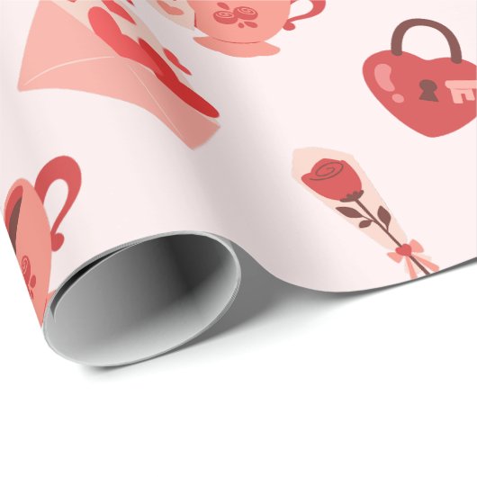 Liefde patroon illustratie cadeaupapier (Rol Hoek)