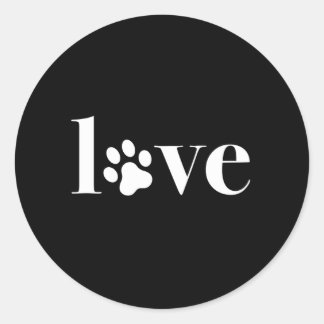 Liefde Paw Kat Hond Gift Typografie Ronde Sticker