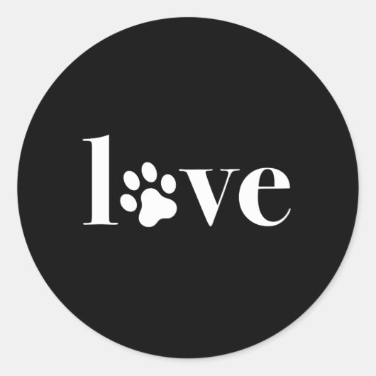 Liefde Paw Kat Hond Gift Typografie Ronde Sticker (Voorkant)