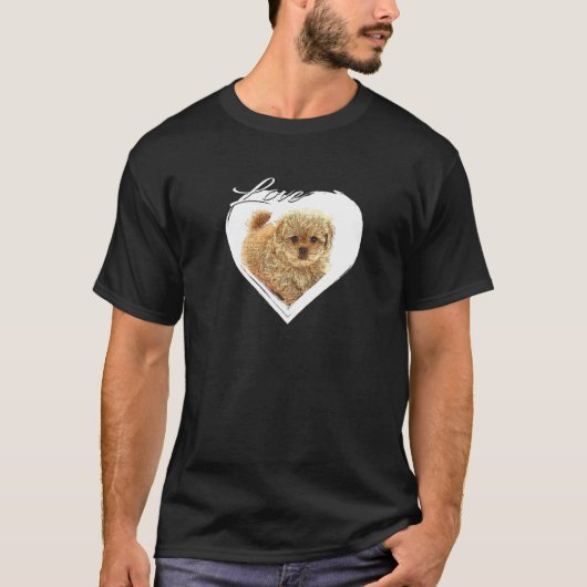 Liefde Peekapoo Poedel Pekingese Puppy Hond T-shirt (Voorkant)