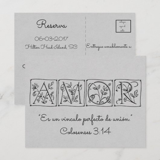 Liefde Perfecte Bond van de Unie ~ Schrift ~ Save  Aankondigingskaart (Voorkant / Achterkant)