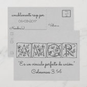 Liefde Perfecte Bond van de Unie ~ Schrift ~ Spaan Uitnodiging Briefkaart (Voorkant / Achterkant)