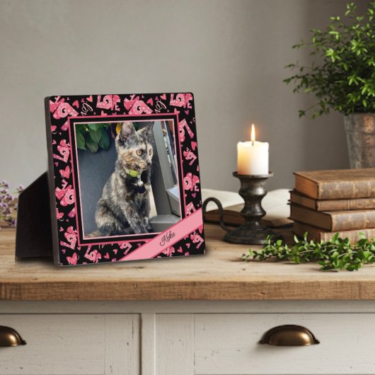 Liefde Pet Heart Foto Gepersonaliseerd Naam Fotoplaat