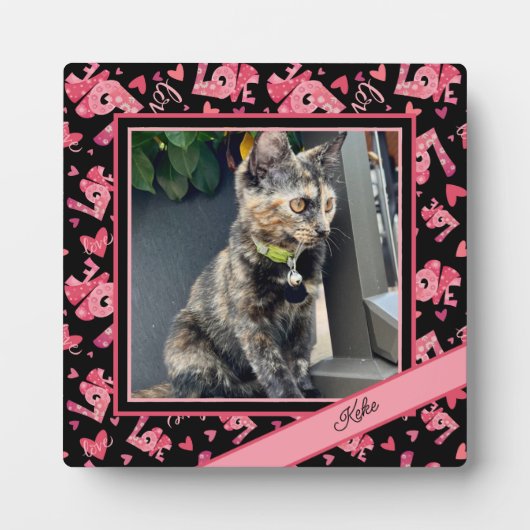 Liefde Pet Heart Foto Gepersonaliseerd Naam Fotoplaat (Voorkant)