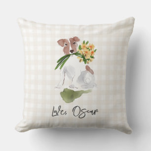 Liefde PET NAAM Gingham Terrier Dog Waterverf Art Kussen