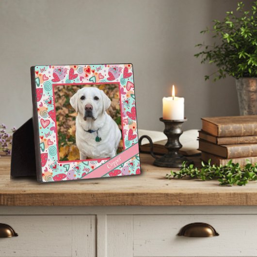 Liefde Pet Rood Roze Hart Foto Gepersonaliseerd Na Fotoplaat