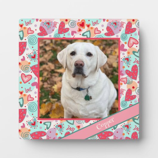 Liefde Pet Rood Roze Hart Foto Gepersonaliseerd Na Fotoplaat (Voorkant)