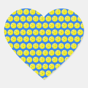 Liefde Pickleball Geel op Blauwe Pickleball Print Hart Sticker