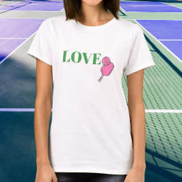 LIEFDE Pickleball / Groen LIEFDE met Roze Paddle B T-shirt