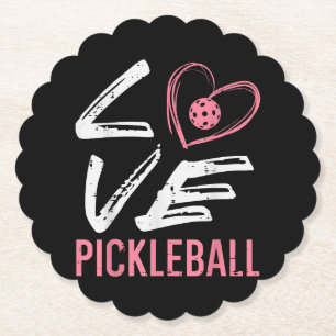Liefde Pickleball Hart Pickle Bal Vrouwen Meisjes Kartonnen Onderzetters