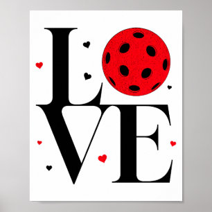 Liefde pickleball valentijnsdag cute rode hart poster