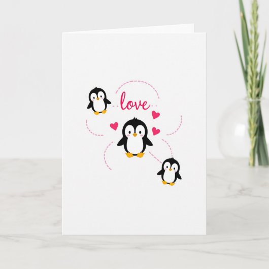 Liefde Pinguïns Hartjes Kaart (Voorkant)