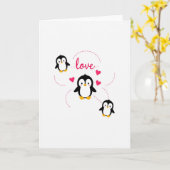 Liefde Pinguïns Hartjes Kaart (Gele Bloem)