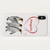Liefde Pinguïns iPhone X Hoesje (Kies je kleur) (Achterkant (horizontaal))