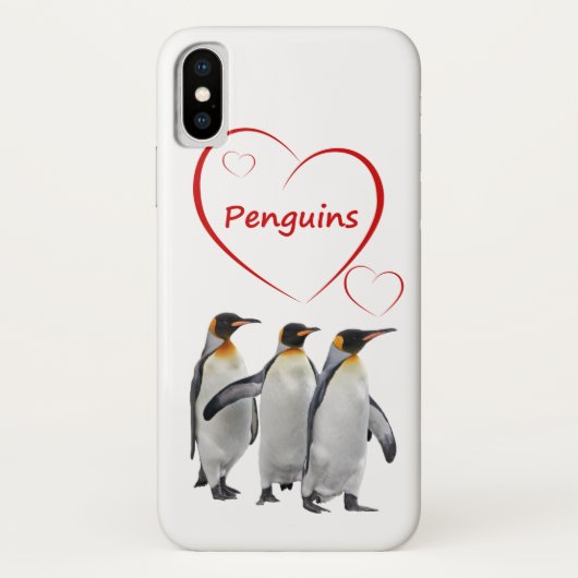 Liefde Pinguïns iPhone X Hoesje (Kies je kleur) (Achterkant)