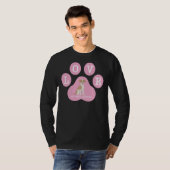 Liefde Pit Bull Terrier in roze poot T-shirt (Voorkant volledig)