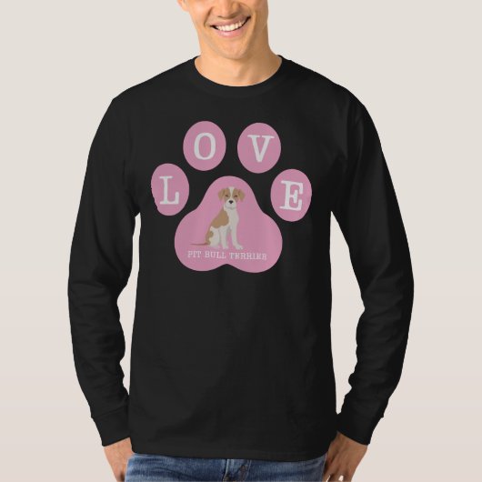 Liefde Pit Bull Terrier in roze poot T-shirt (Voorkant)