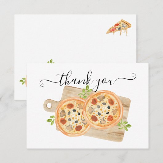 Liefde & Pizza Dankbriefje Kaart (Voorkant / Achterkant)