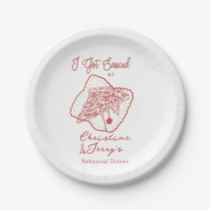Liefde & Pizza    Informele proefhuwelijksdiner Papieren Bordje