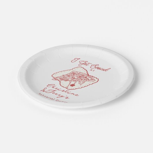 Liefde & Pizza |  Informele proefhuwelijksdiner Papieren Bordje (Gekanteld)