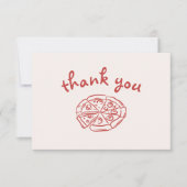 Liefde & Pizza Italiaanse handgetekende rode bruid Bedankkaart (Voorkant)