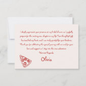 Liefde & Pizza Italiaanse handgetekende rode bruid Bedankkaart (Achterkant)