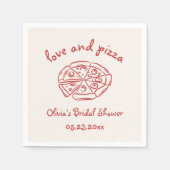 Liefde & Pizza Italiaanse handgetekende rode bruid Servet (Voorkant)