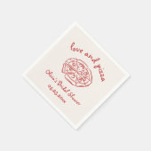 Liefde & Pizza Italiaanse handgetekende rode bruid Servet (Hoek)