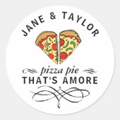 Liefde Pizza Taart Dat Is Amore Trouwen Ronde Sticker (Voorkant)