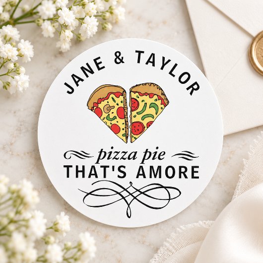 Liefde Pizza Taart Dat Is Amore Trouwen Ronde Sticker